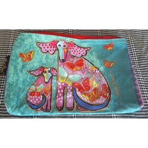 Laurel Burch-cosmetic bag- zipper top 9"X6" dog lovers nwot